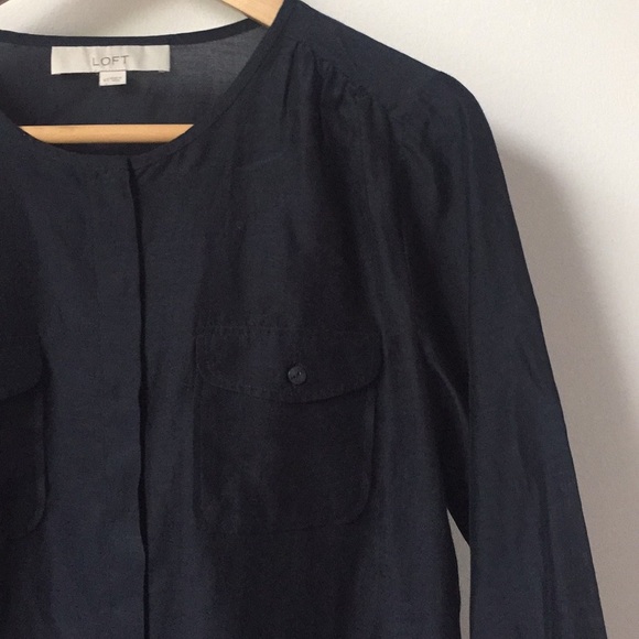 LOFT Black Semi Sheer Blouse XS - Picture 3 of 5